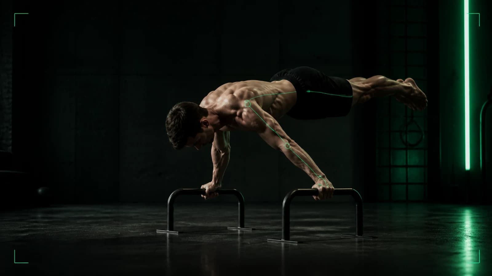 يحلل Calisthenics AI خط الذراعين المستقيمين في تدرج البلانش